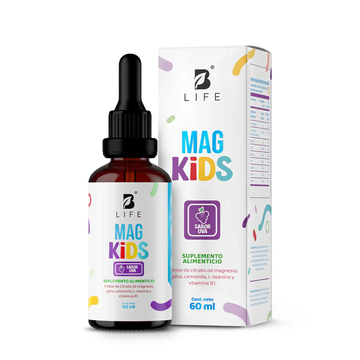 Imagen de Citrato de Magnesio | adicionado con Teanina, Vitamina B1 y Gaba | para mayores de 3 años | de 60 ml | Sabor Uva