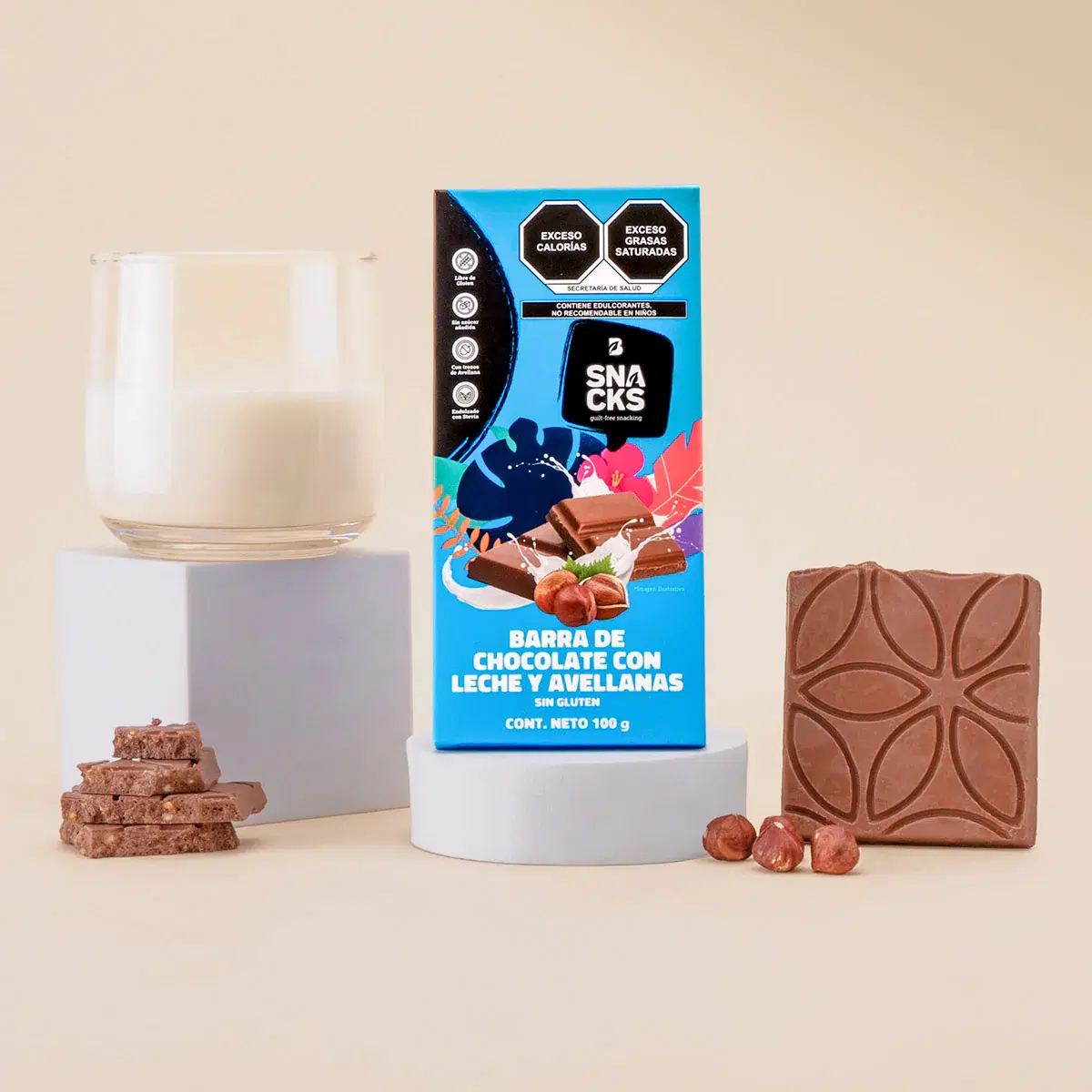 Imagen de Chocolate con Leche y Avellanas Individual, 6 piezas, 12 piezas 100 g c/u