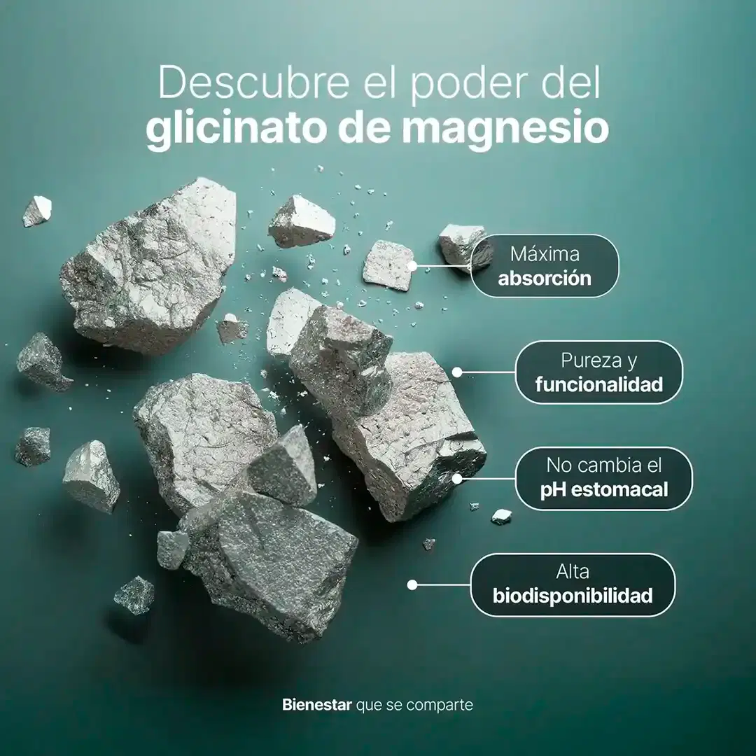 Imagen de Glicinato de Magnesio | 1200 mg por Porción | 60 Cápsulas