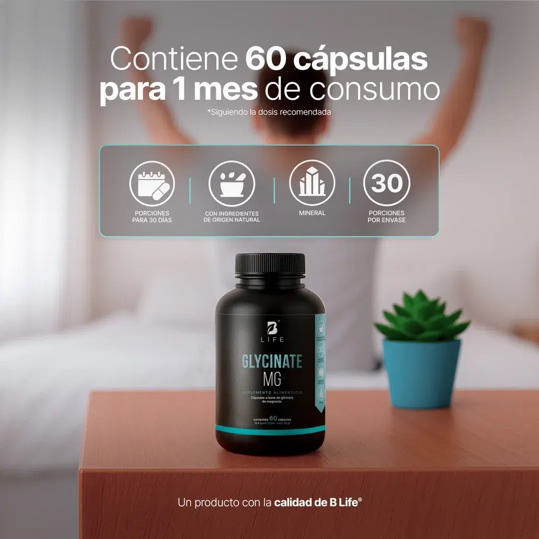 Imagen de Glicinato de Magnesio | 1200 mg por Porción | 60 Cápsulas