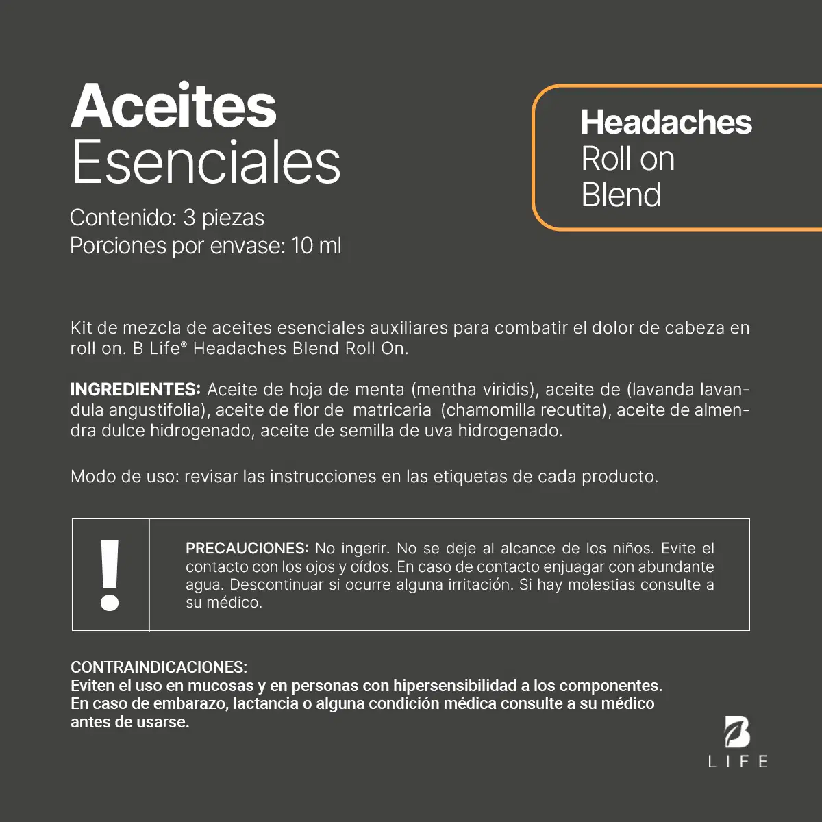 Imagen de Headaches | Aceite Roll On 3 piezas 10 ml c/u