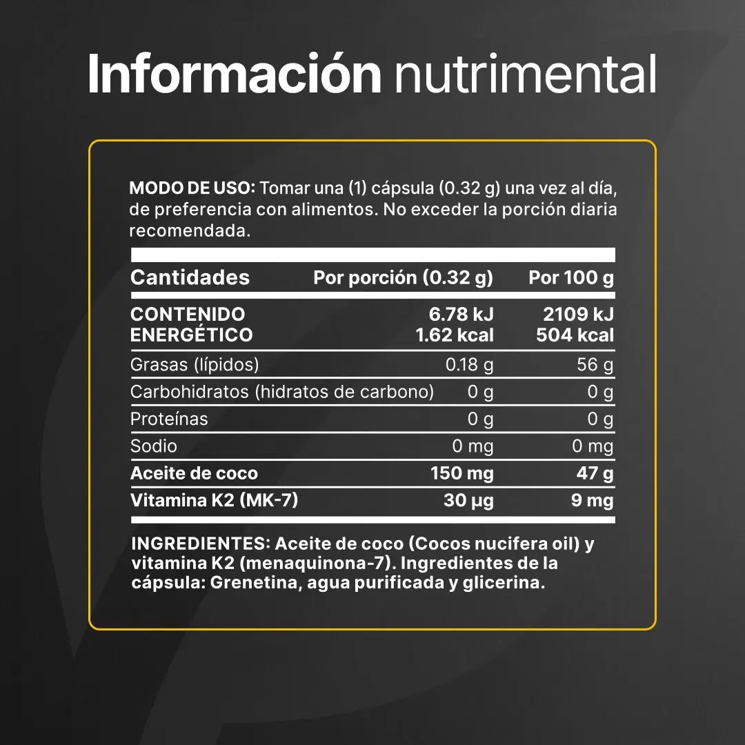 Imagen de Vitamina K2 MK-7 | Con Aceite de Coco | 300 Cápsulas | Softgel