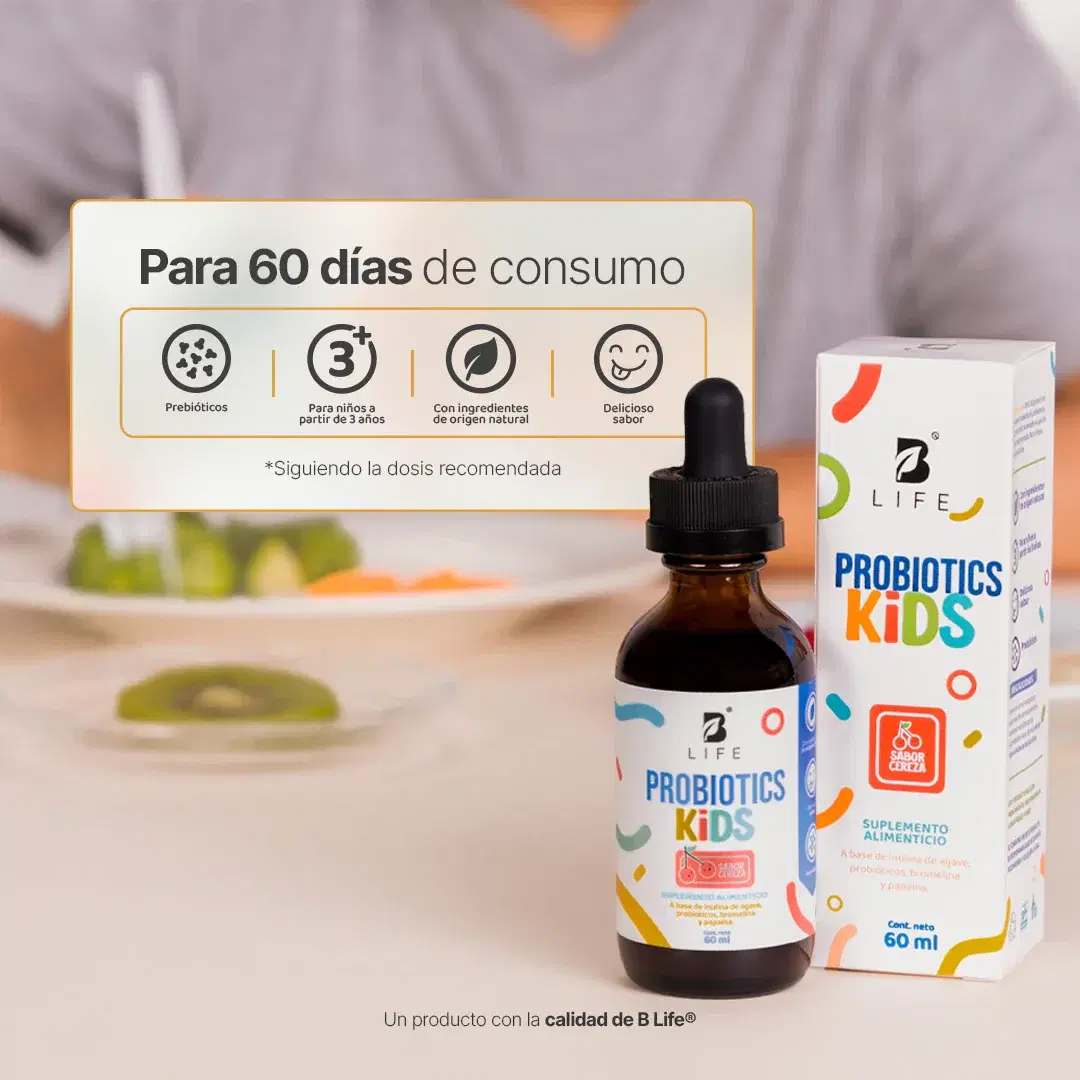 Imagen de Probióticos en Gotas con 9 Cepas, Inulina y Bromelina | 35 Billones por Porción | Probióticos para Niños | 60 Tomas Sabor Cereza 