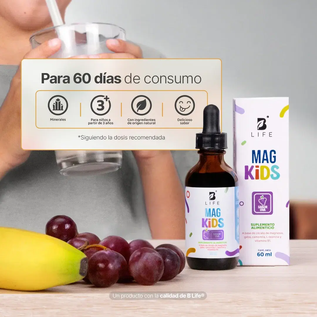 Imagen de Citrato de Magnesio | adicionado con Teanina, Vitamina B1 y Gaba | para mayores de 3 años | de 60 ml | Sabor Uva