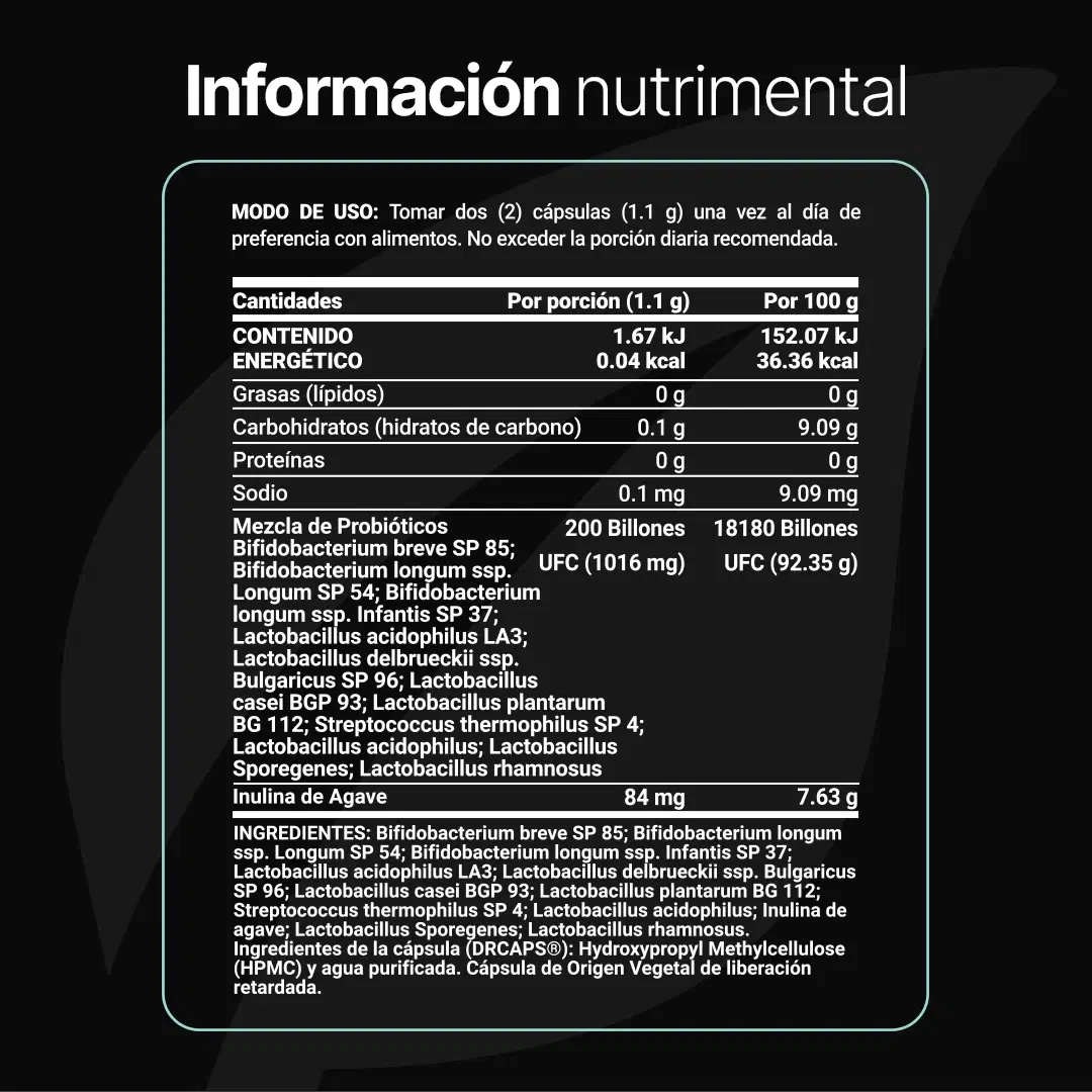Imagen de 200 billones de probióticos | con Inulina de Agave | DRcaps