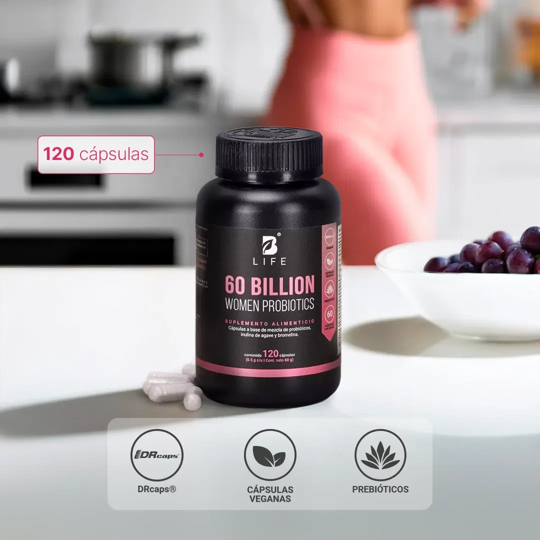 Imagen de 60 billones de Probióticos Para Mujer | con Bromelina e Inulina de Agave | 120 cápsulas