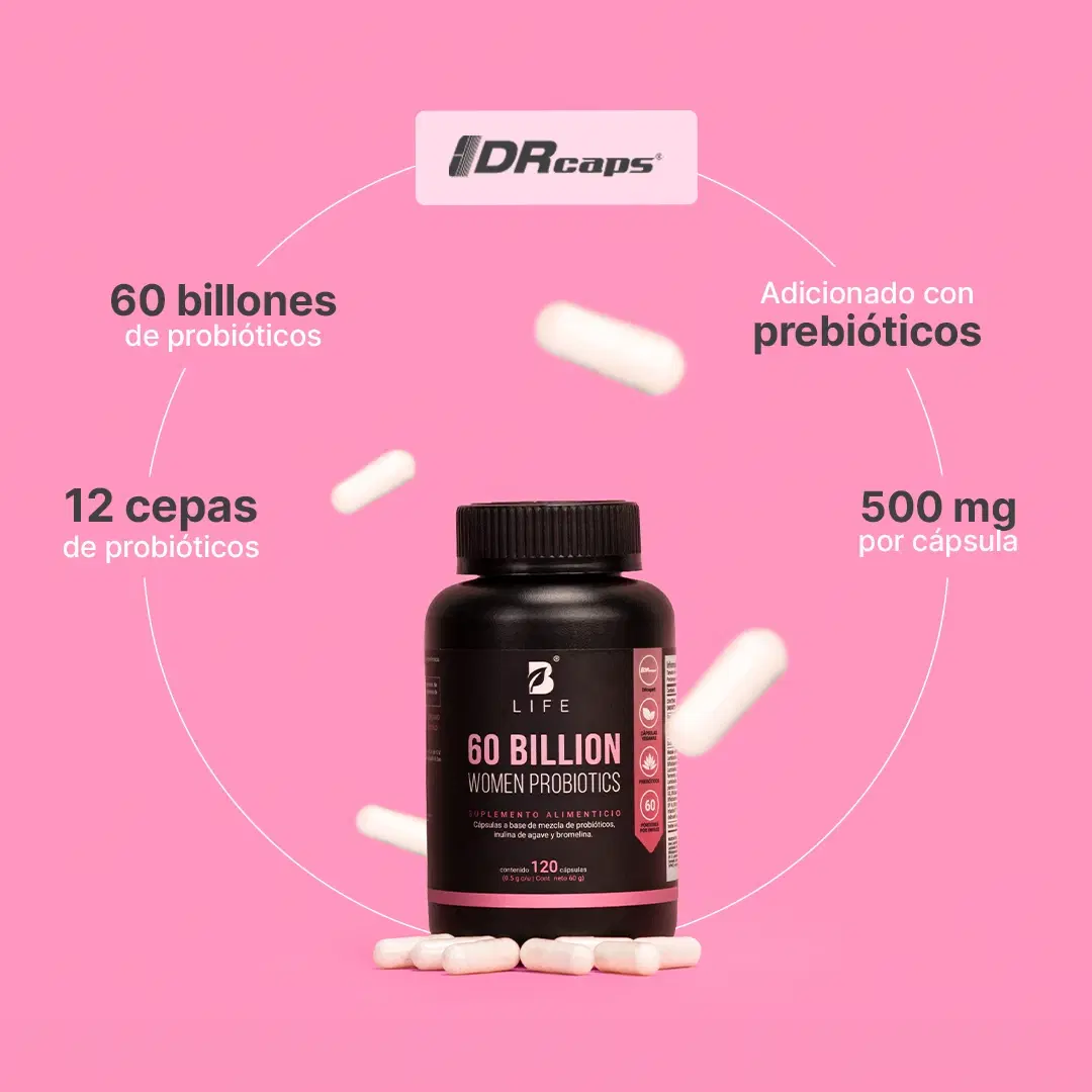 Imagen de 60 billones de Probióticos Para Mujer | con Bromelina e Inulina de Agave | 120 cápsulas