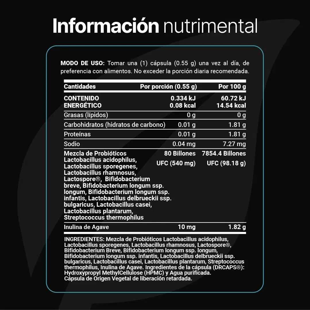 Imagen de Probióticos con 80 Billones y 11 Cepas + Inulina de Agave | Liberación Retardada | B Life