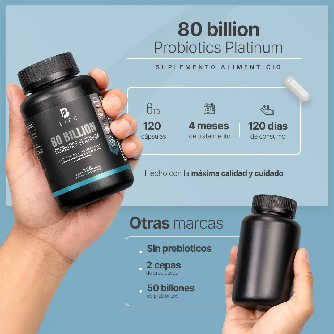 Imagen de Probióticos con 80 Billones y 11 Cepas + Inulina de Agave | Liberación Retardada | B Life