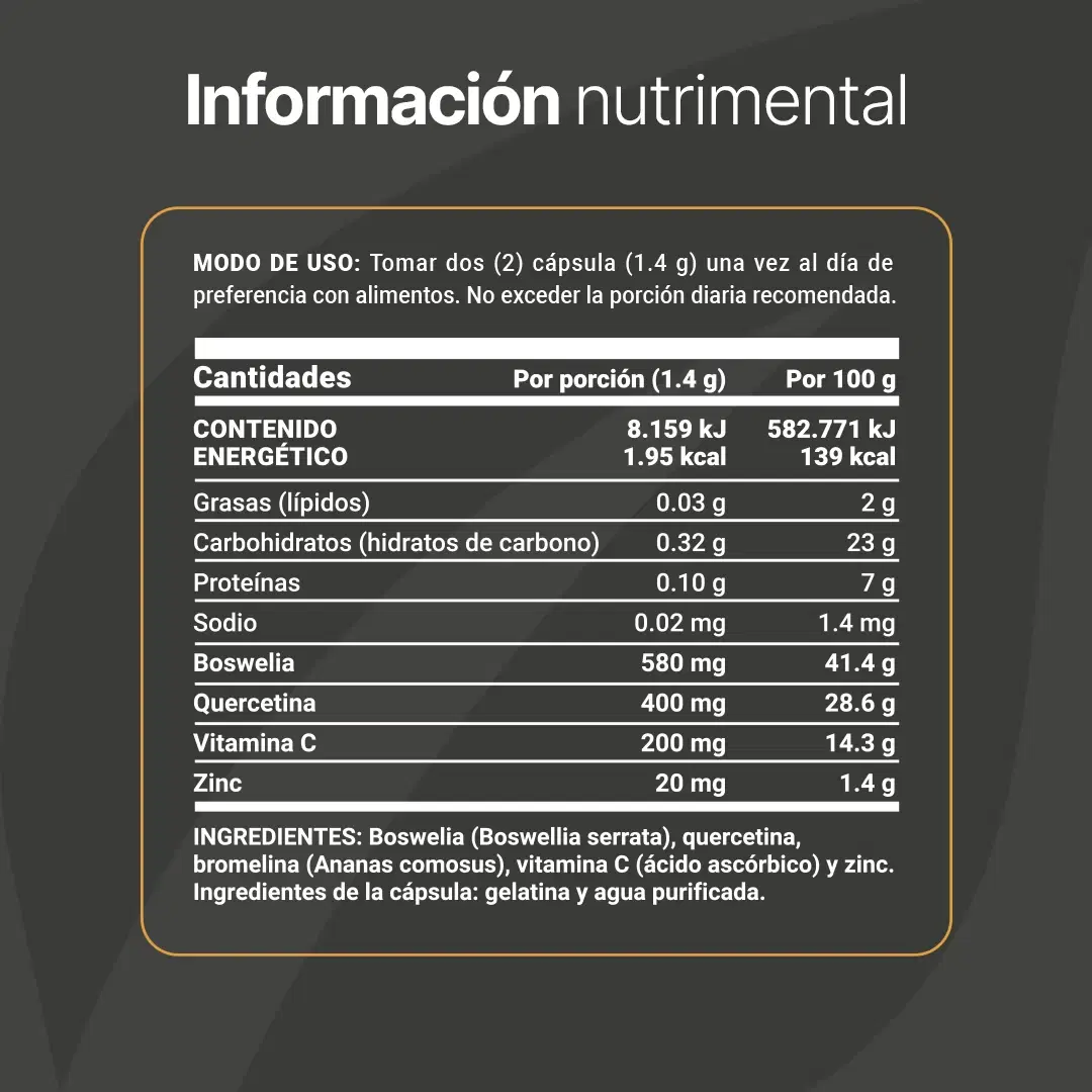 Imagen de Mezcla de Boswelia y Quercetina | con Vitamina C y Zinc | 180 cápsulas