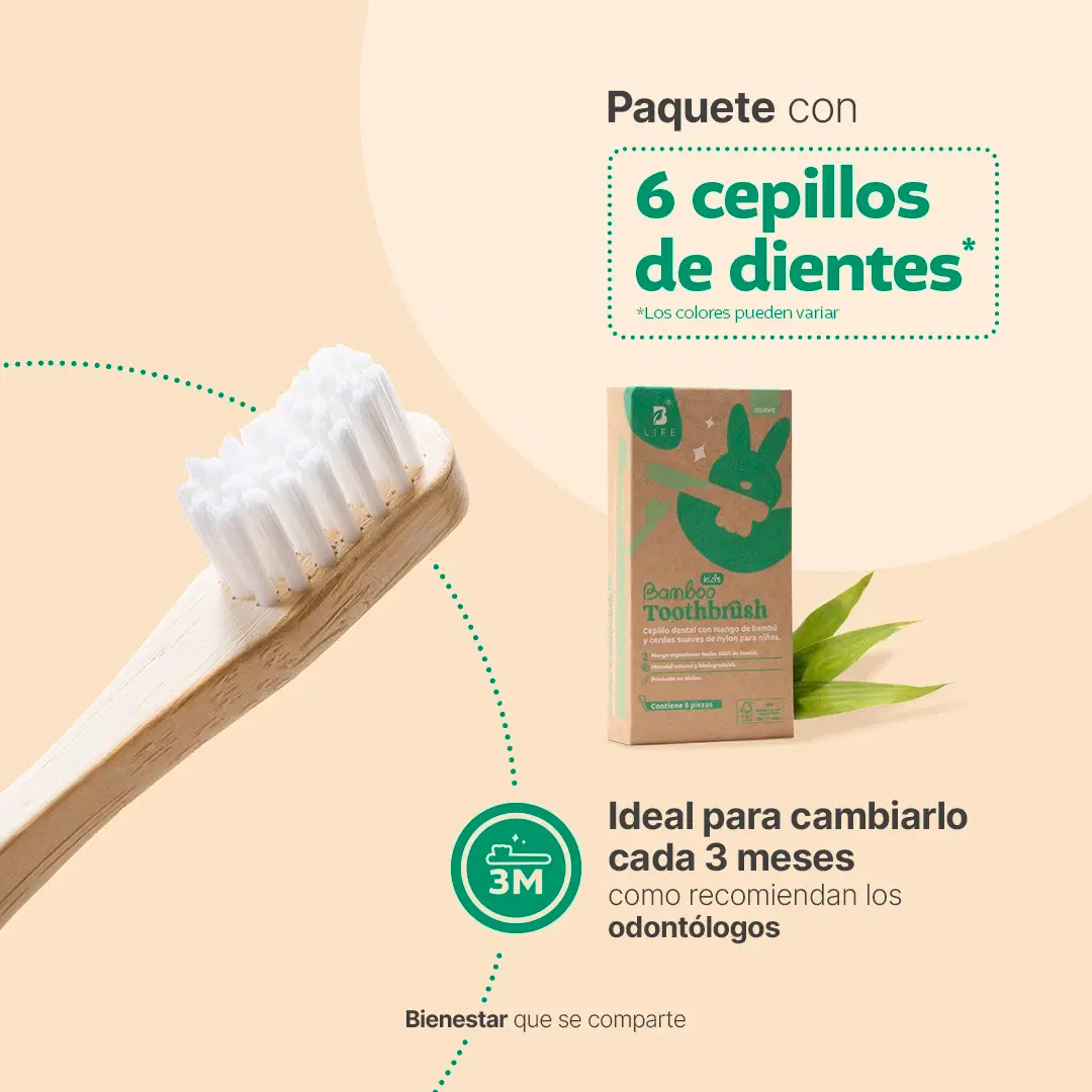 Imagen de Bamboo Toothbrush Kids | Cepillos Dentales de Bambú para Niños 6 o 12 Piezas