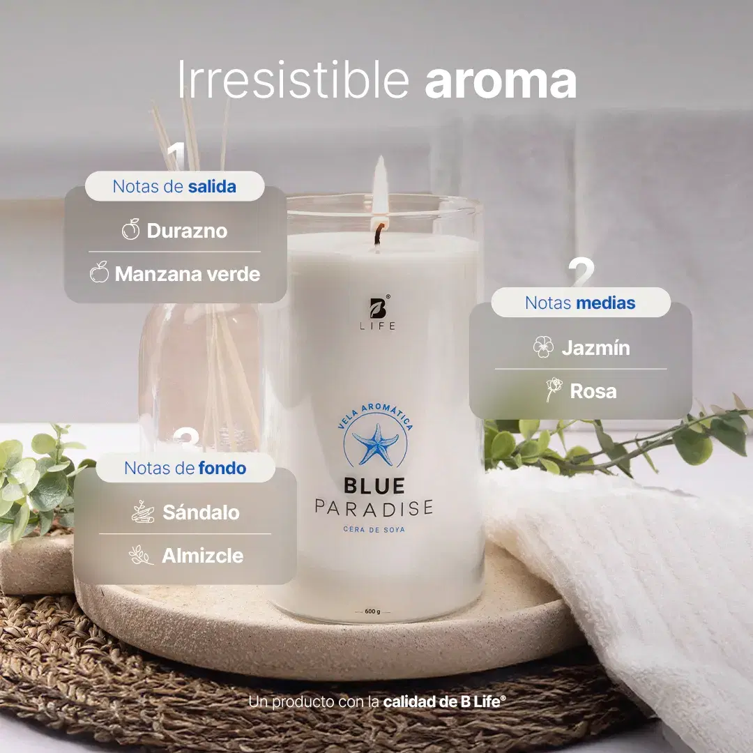 Imagen de Blue Paradise Aromatic Candle | Vela Aromática Brisa Refrescante 600 g
