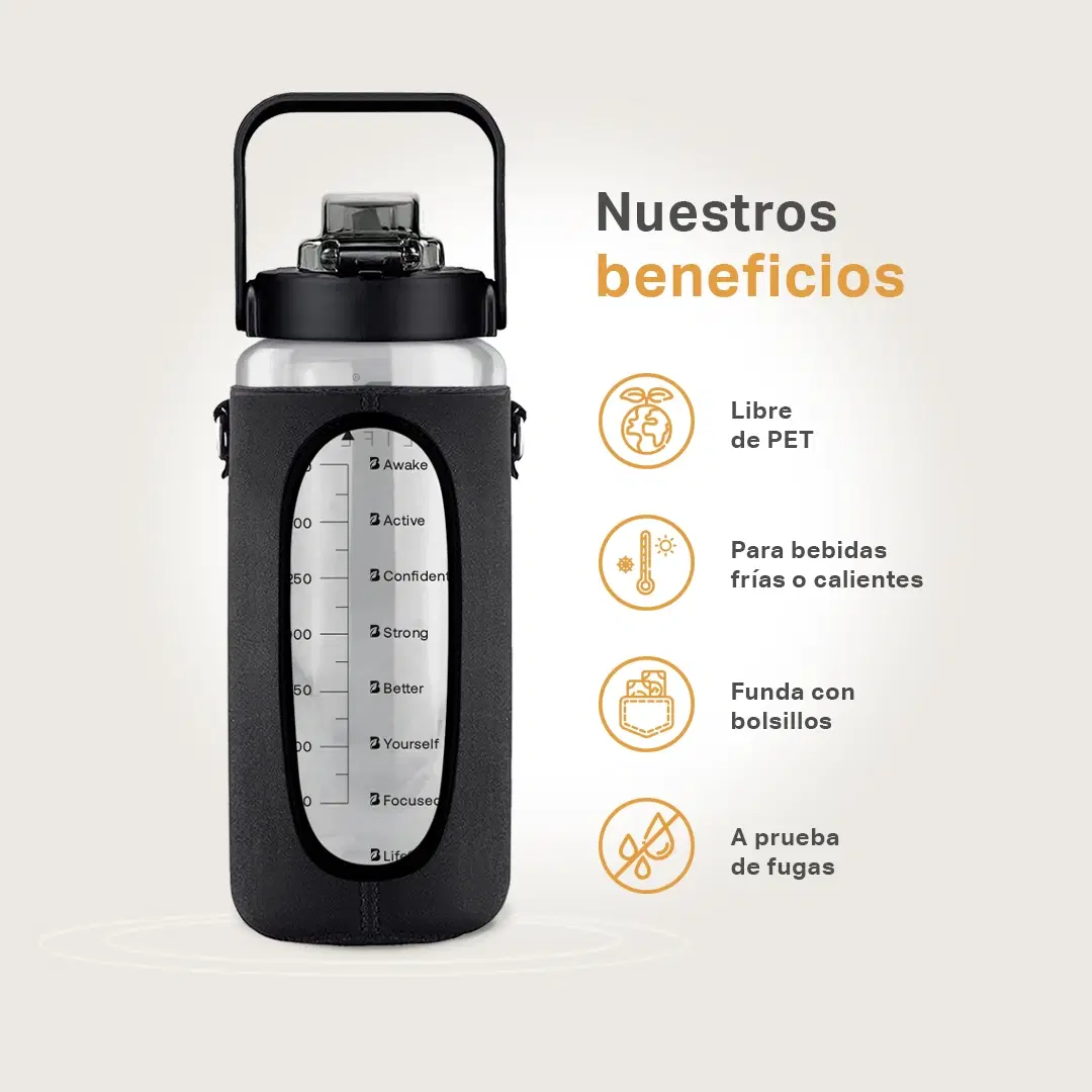 Imagen de Botella Motivacional | Negra 2 L