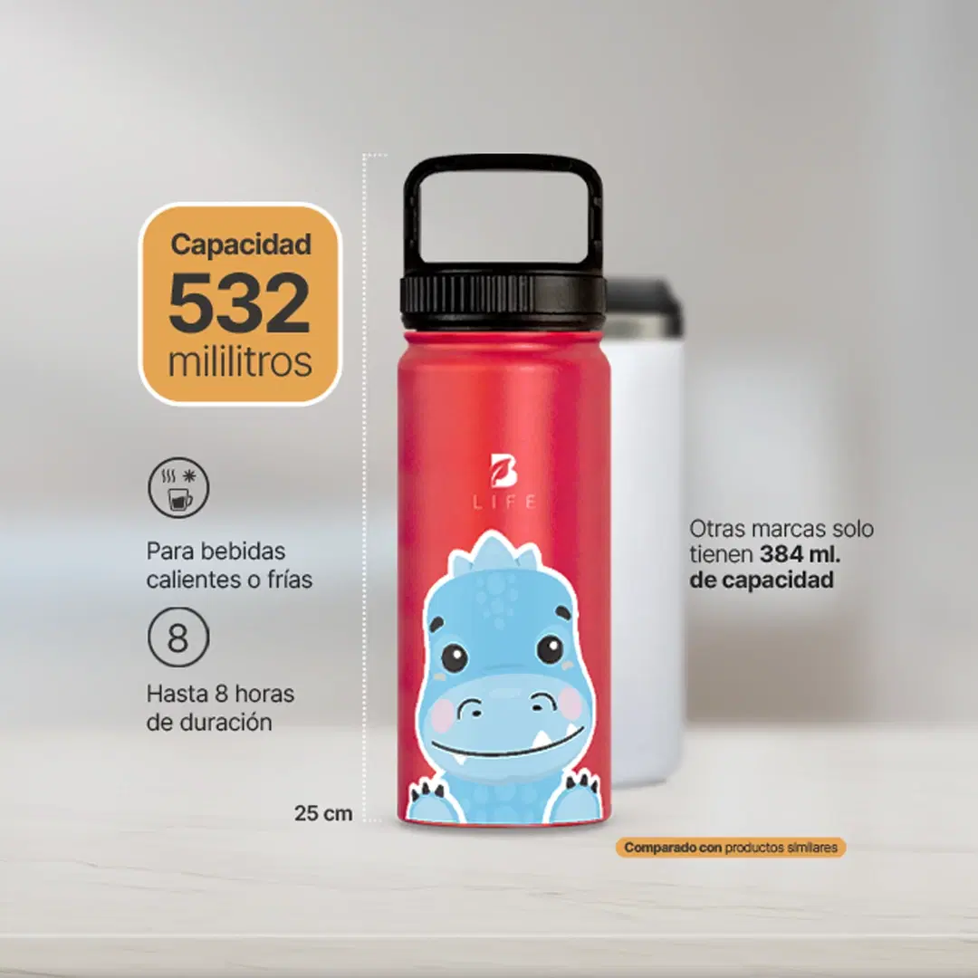 Imagen de Botella Térmica Para Niños | Dinosaurio 355 y 532 ml