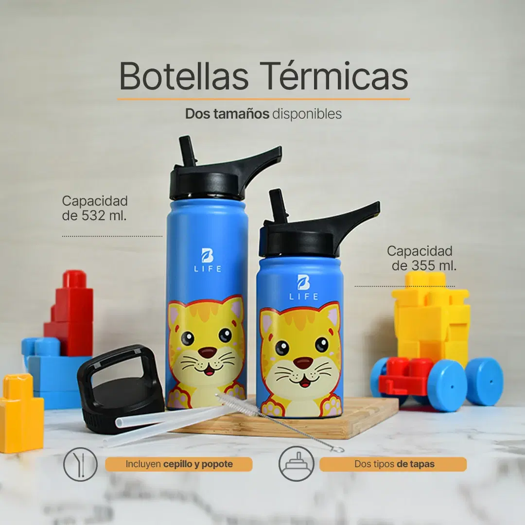 Imagen de Botella Térmica Para Niños | Gatito 355 y 532 ml