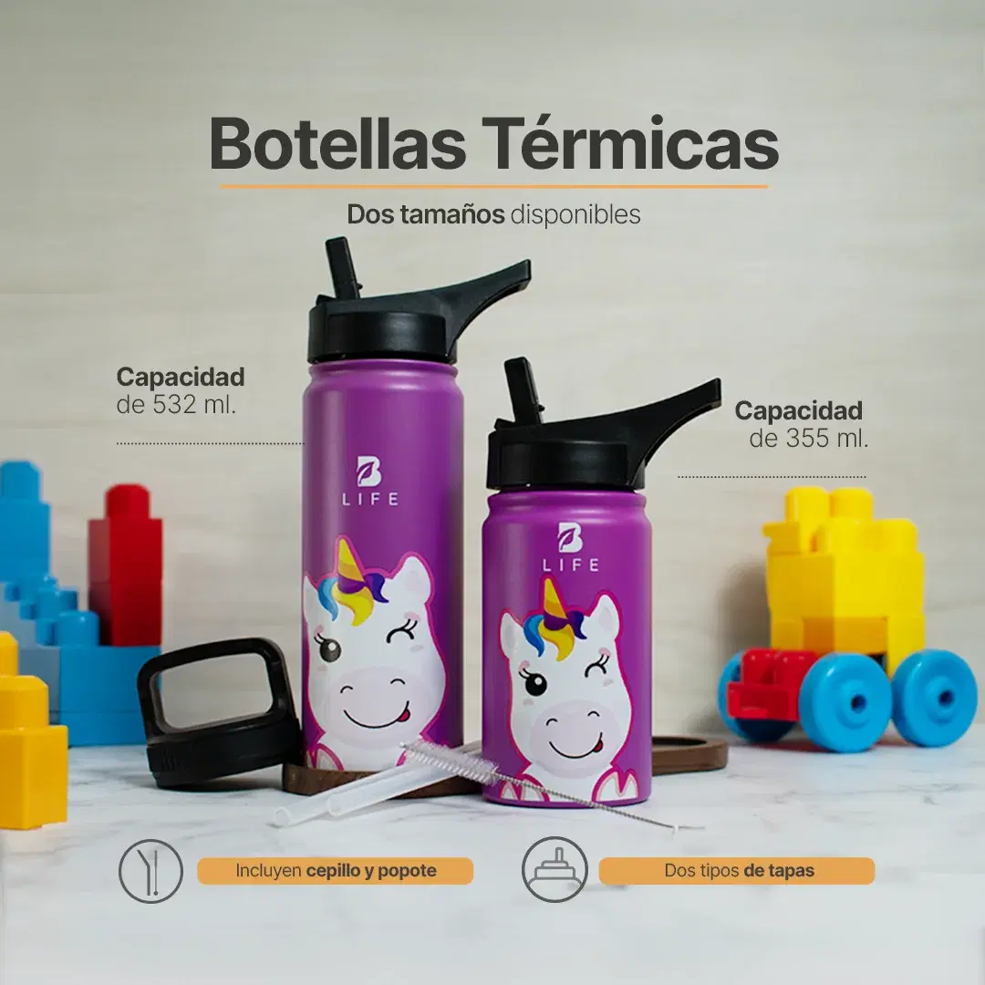 Imagen de Botella Térmica Para Niños | Unicornio 355 y 532 ml
