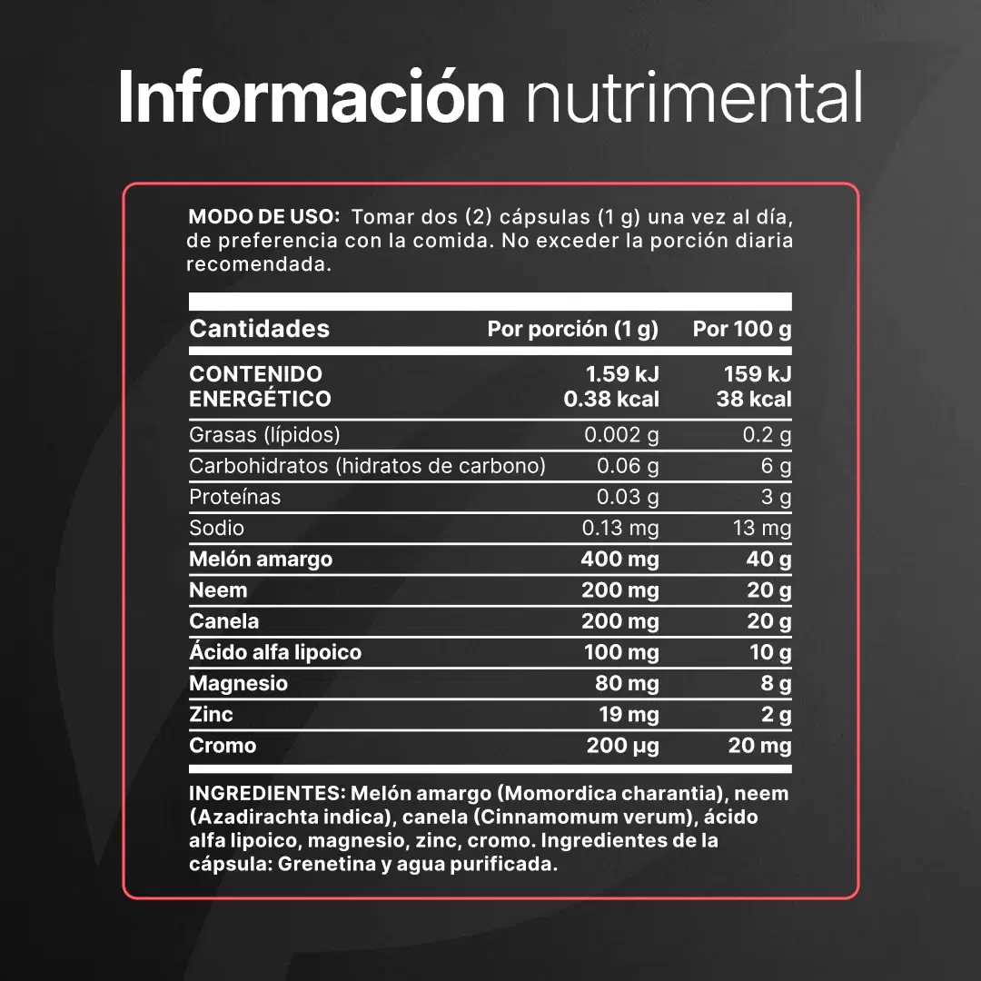 Imagen de Mezcla de Melón Amargo con Ácido Alfa Lipoico | potenciado con Zinc