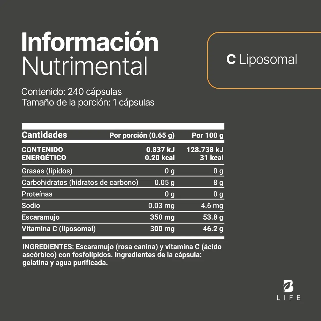 Imagen de Vitamina C Liposomal | con Escaramujo | 240 cápsulas