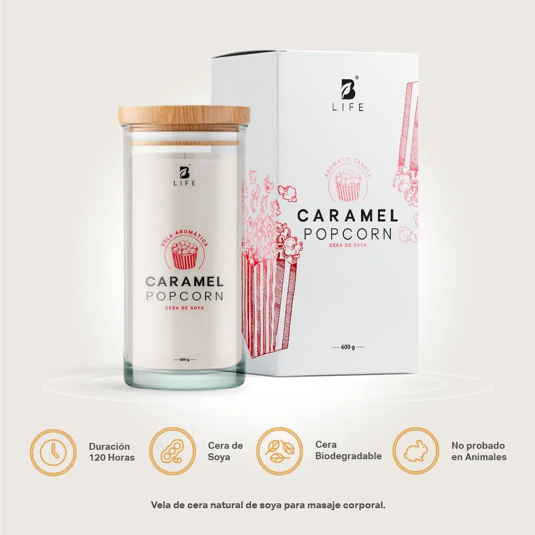 Imagen de Caramelized Popcorn Aromatic Candle | Vela Aromática Palomita Caramelizada 600 g