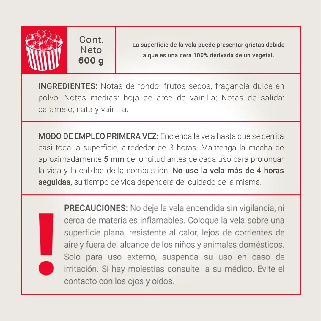 Imagen de Caramelized Popcorn Aromatic Candle | Vela Aromática Palomita Caramelizada 600 g