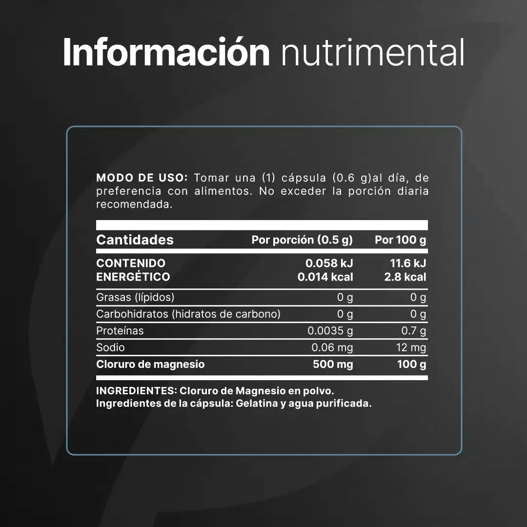 Imagen de Cloruro de Magnesio Puro | 500 mg por porción