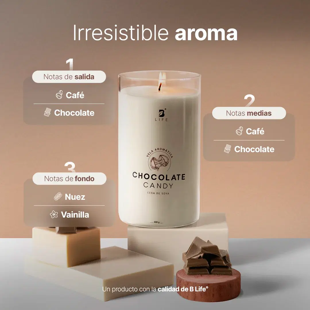 Imagen de Chocolate Candy Aromatic Candle | Vela Aromática Dulce de Chocolate 600 g