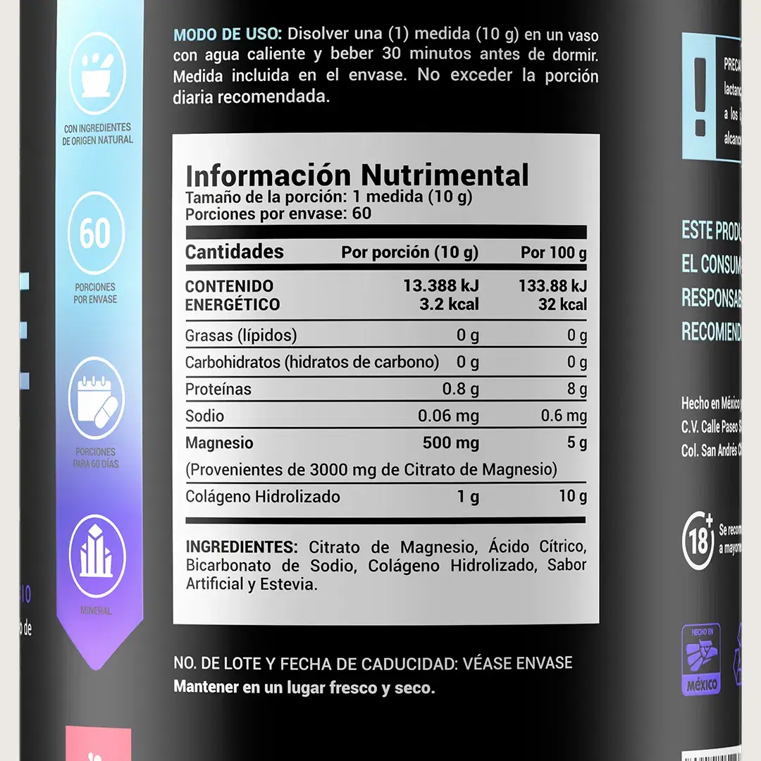 Imagen de Citrato de Magnesio | con Colágeno Hidralizado | 60 porciones