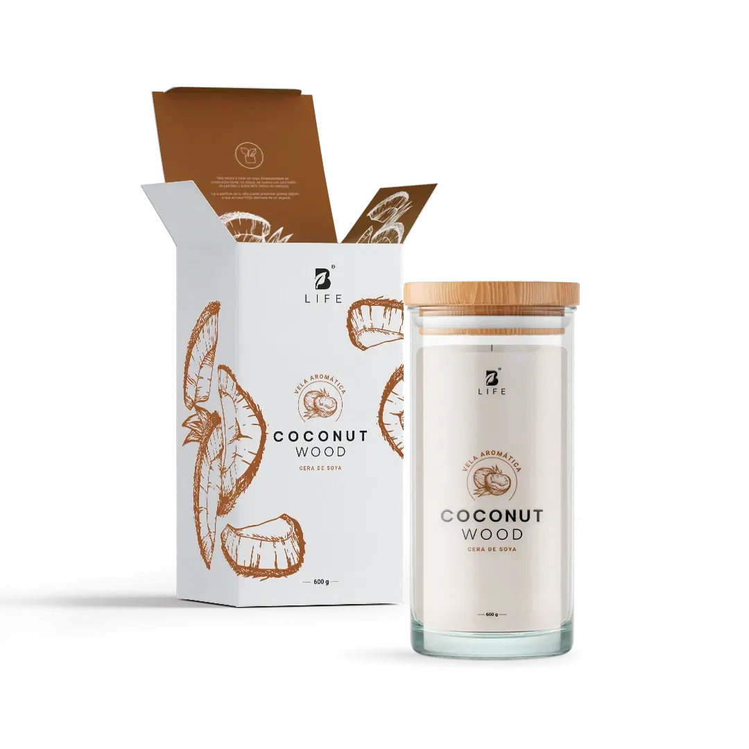 Imagen de Coconut Wood Aromatic Candle | Vela Aromática Coco y Sándalo 600 g