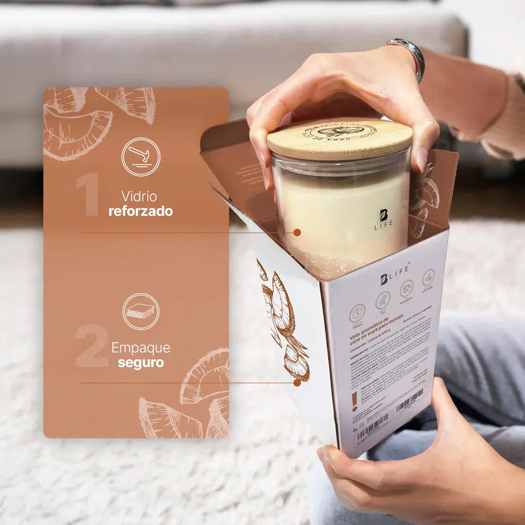 Imagen de Coconut Wood Aromatic Candle | Vela Aromática Coco y Sándalo 600 g
