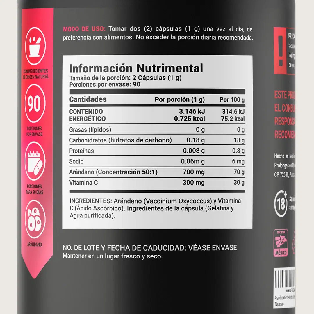 Imagen de Arándano Concentrado | con Vitamina C | 180 Cápsulas