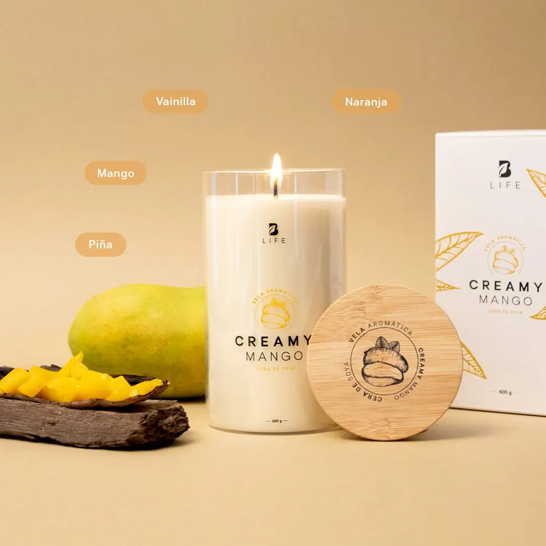 Imagen de Creamy Mango Aromatic Candle | Vela Aromática Esencia de Mango 600 g