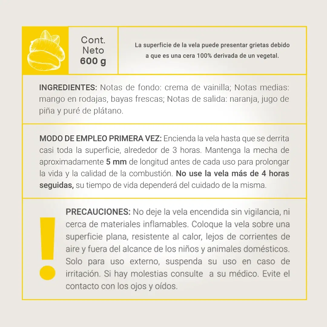 Imagen de Creamy Mango Aromatic Candle | Vela Aromática Esencia de Mango 600 g
