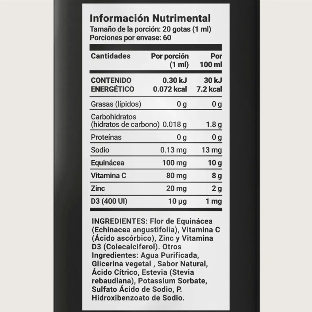 Imagen de Vitamina C, D3, Zinc y Equinácea en Gotas | 60 Tomas