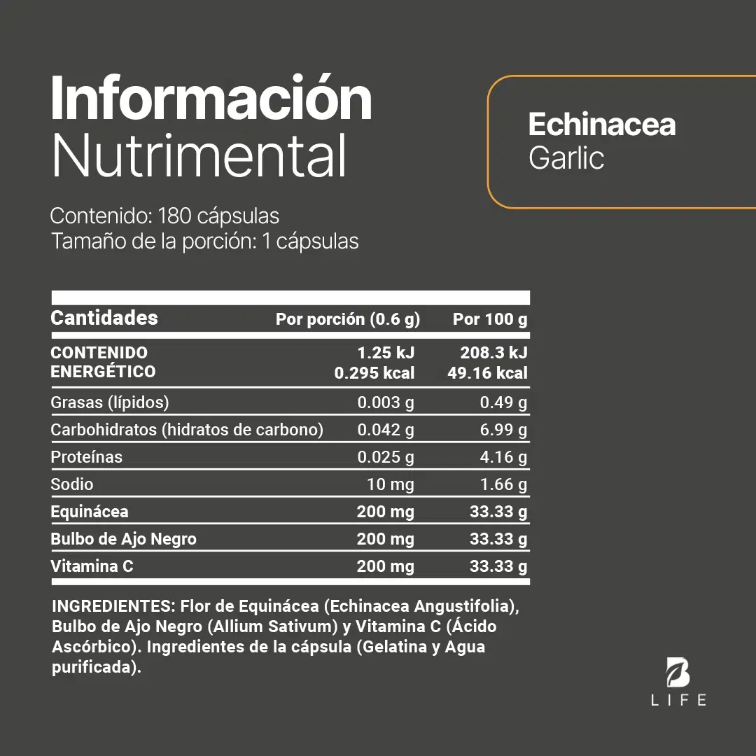 Imagen de Equinácea | Adicionado con Ajo Negro y Vitamina C | 180 Cápsulas