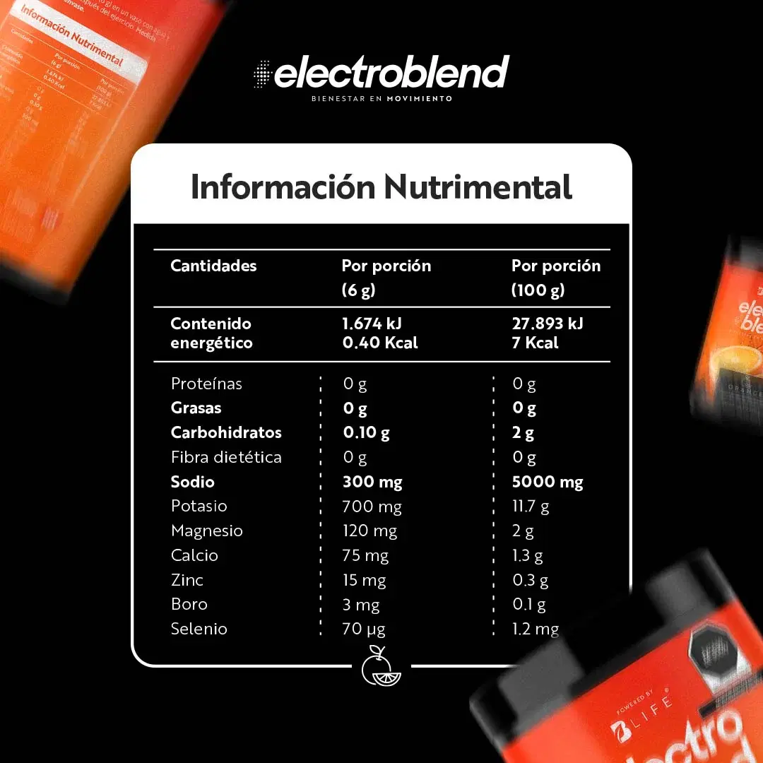Imagen de Electroblend Orange | Bebida Hidratante Sin Azúcar sabor Naranja 60 servicios