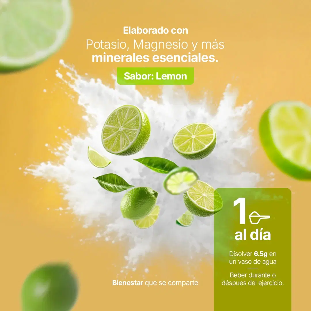 Imagen de Electrolitos Sin Azúcar | con Citrato de Potasio, Magnesio, Calcio, Sodio, Zinc | Sabor Lemon | 60 servicios