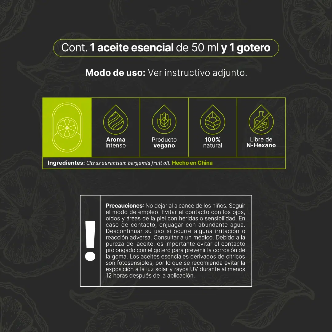 Imagen de Essential Oil Bergamot | Aceite Esencial Bergamota 50 y 120 ml