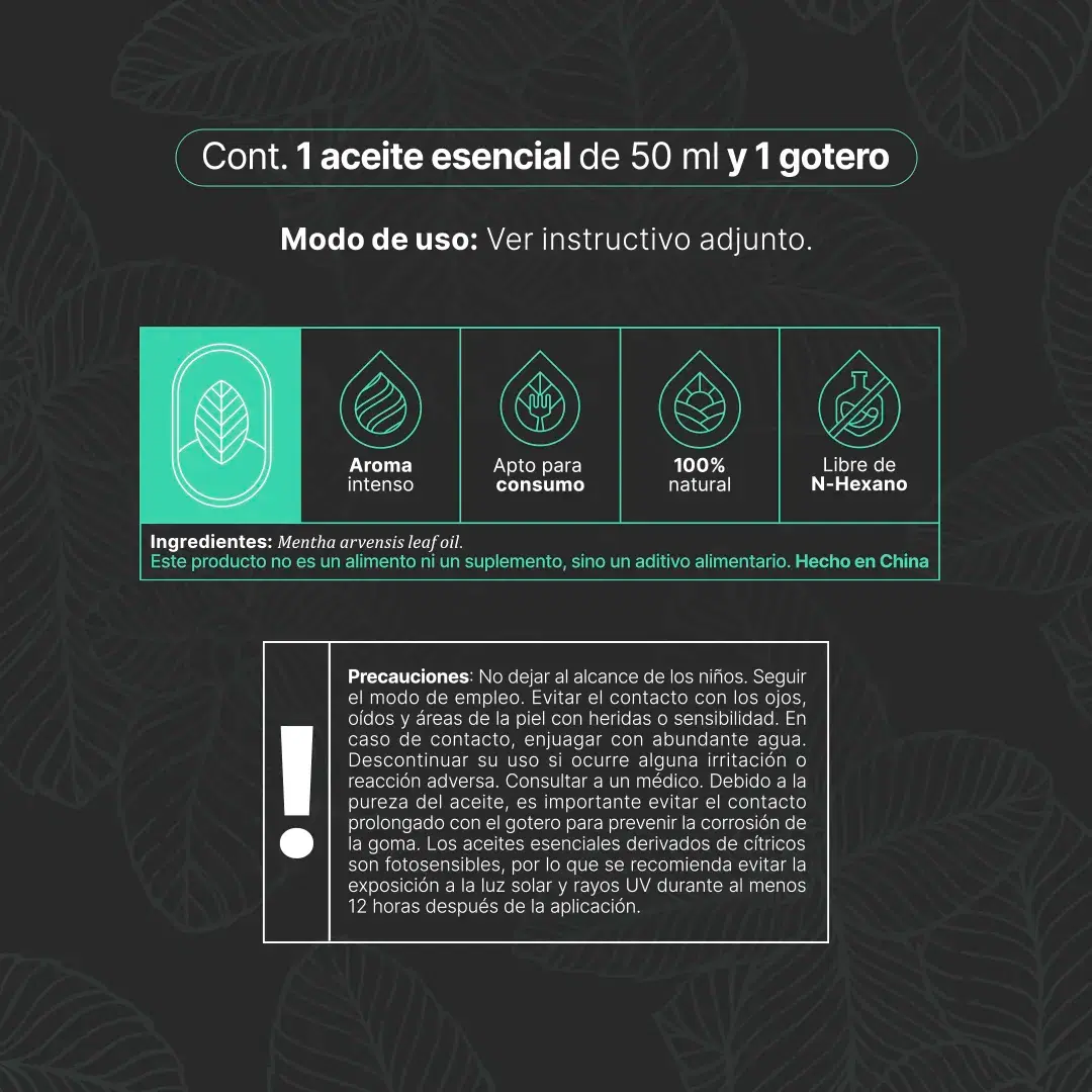 Imagen de Essential Oil Mint | Aceite Esencial Menta 50 y 120 ml