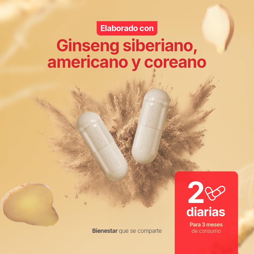 Imagen de Mezcla de Ginseng | origen Siberiano, Americano y Koreano | 180 Cápsulas | 1000 mg por porción