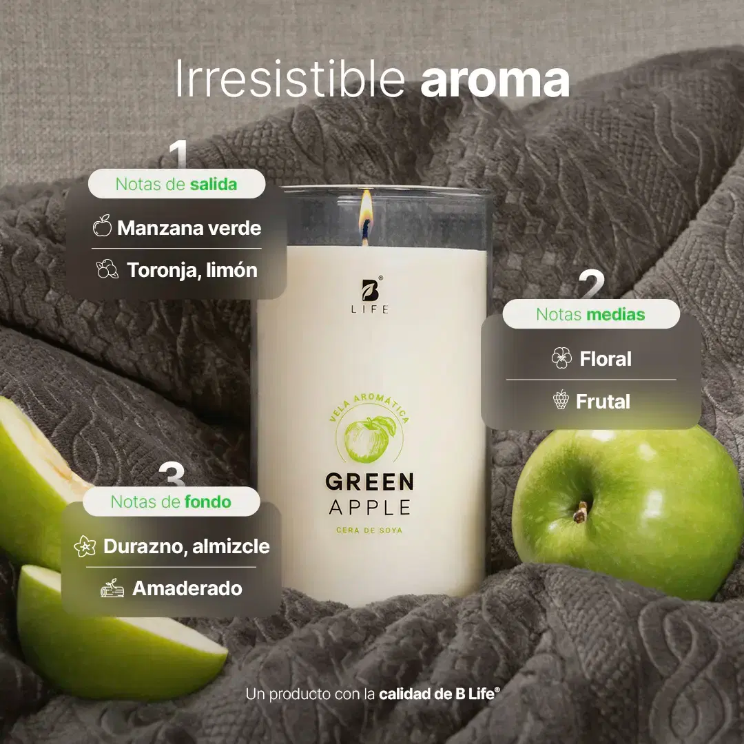 Imagen de Green Apple Aromatic Candle | Vela Aromática Frutas Verdes 600 g