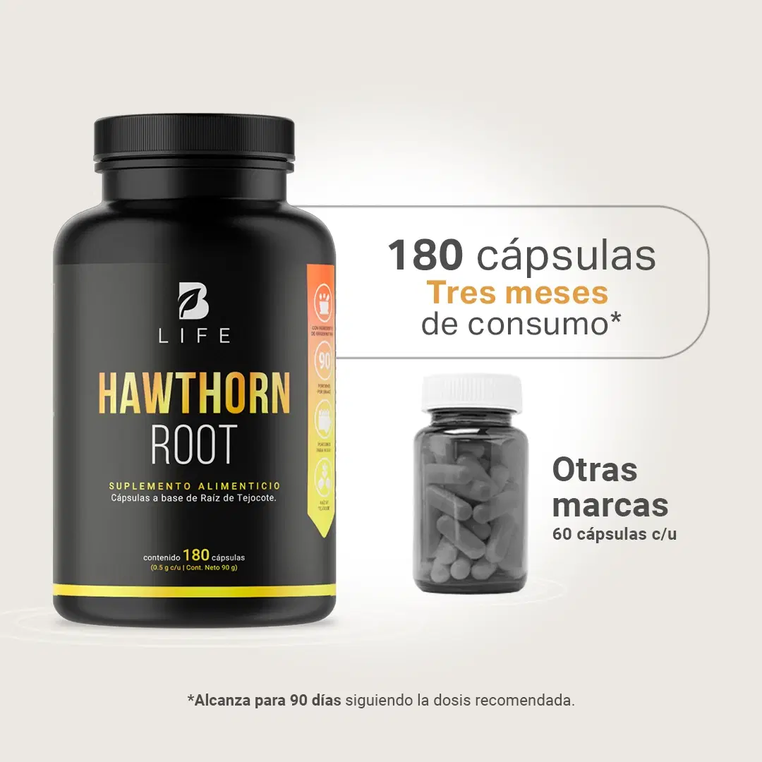 Imagen de Raíz de Tejocote | 1000 mg por porción | 180 Cápsulas