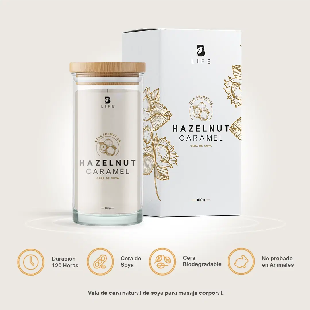 Imagen de Hazelnut Caramel Aromatic Candle | Vela Aromática Avellana y Caramelo 600 g