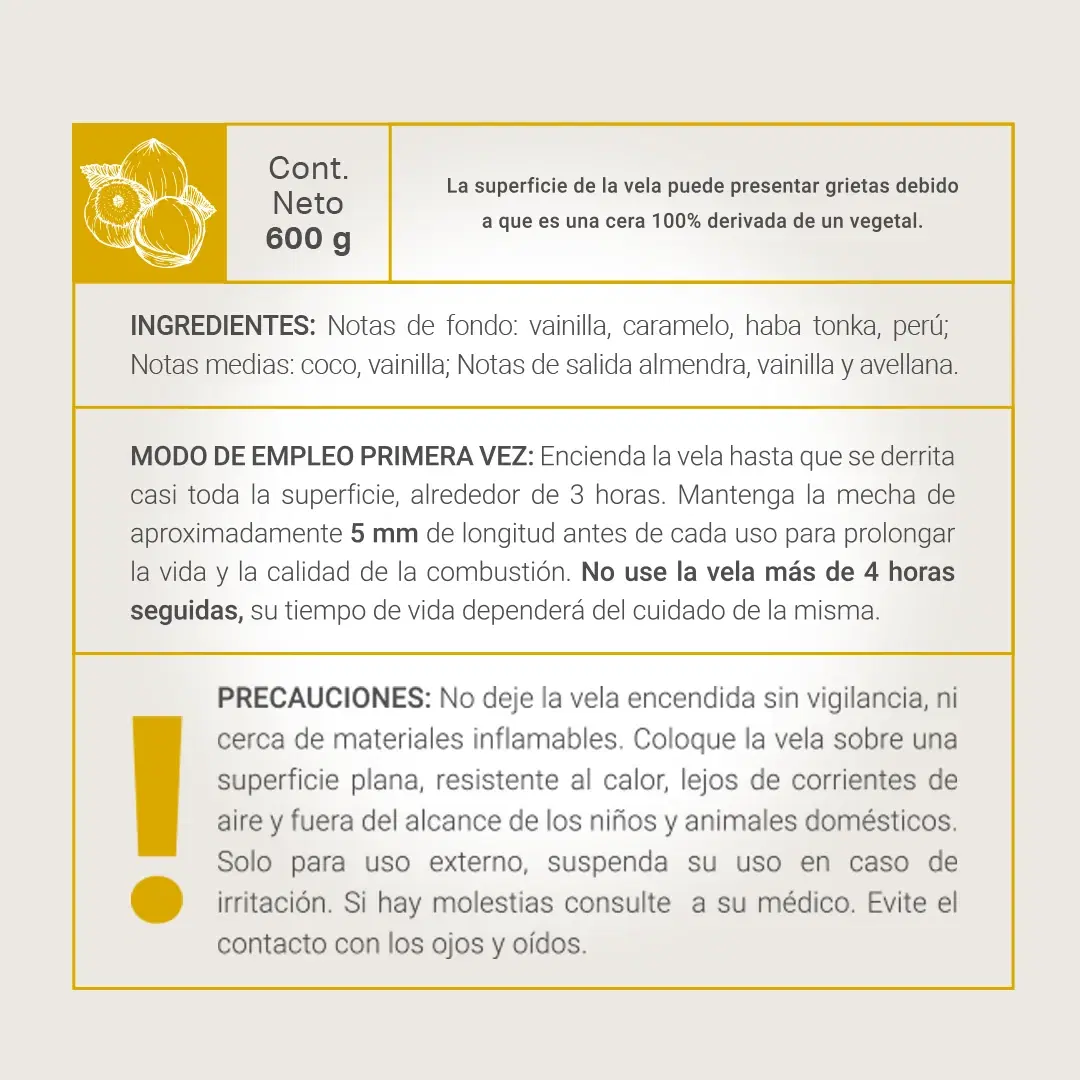 Imagen de Hazelnut Caramel Aromatic Candle | Vela Aromática Avellana y Caramelo 600 g