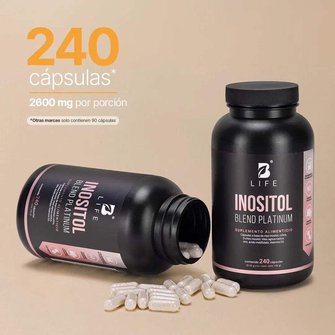 Imagen de Mezcla Platinum de Inositol | con Myo Inositol, Colina, D-chiro Inositol, Zinc, Ácido Metilfolato, y Vitamina D3 | 240 cápsulas