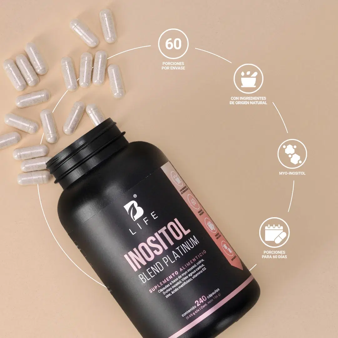Imagen de Mezcla Platinum de Inositol | con Myo Inositol, Colina, D-chiro Inositol, Zinc, Ácido Metilfolato, y Vitamina D3 | 240 cápsulas