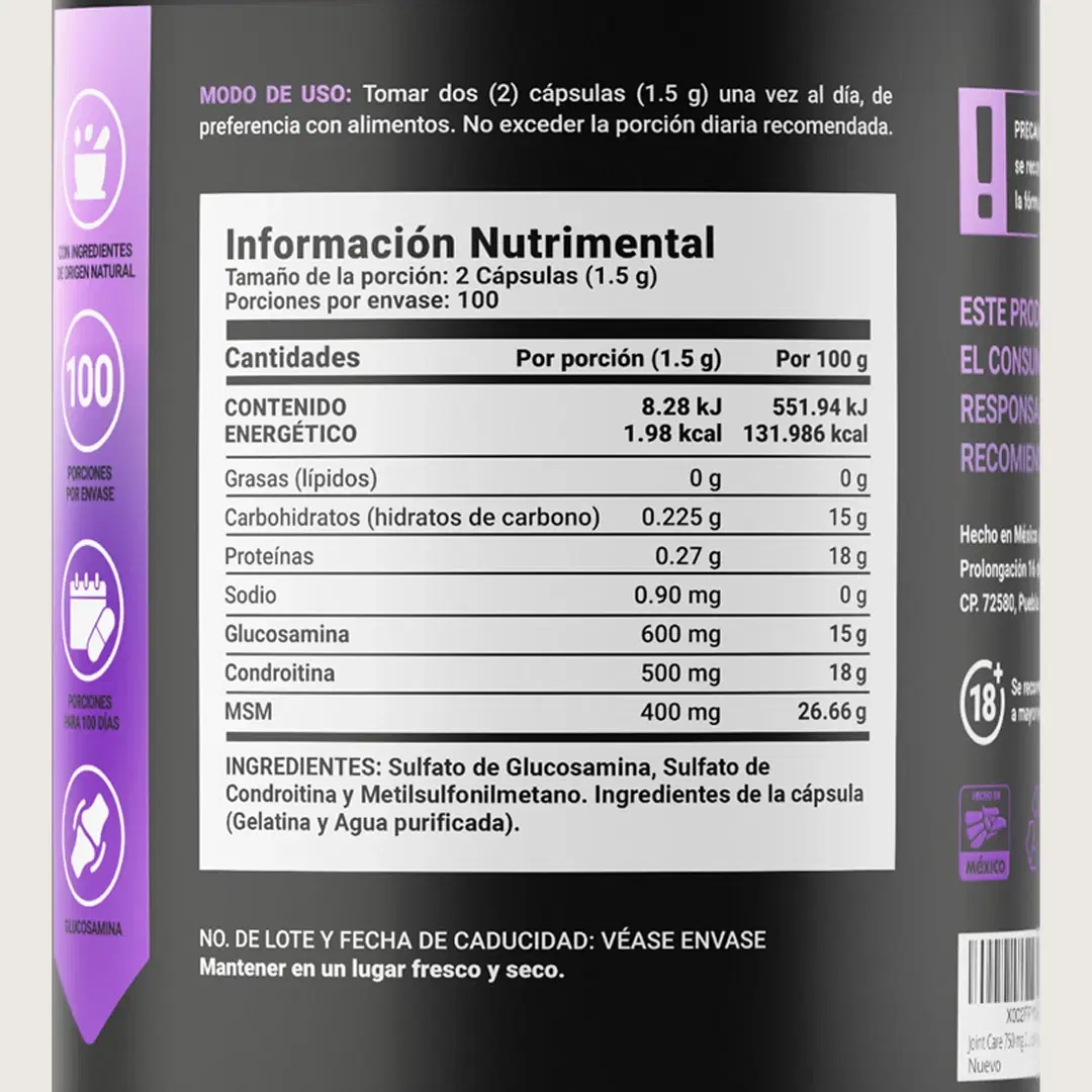Imagen de Formulación con Glucosamina, Condroitina y MSM | 1500 mg por porción