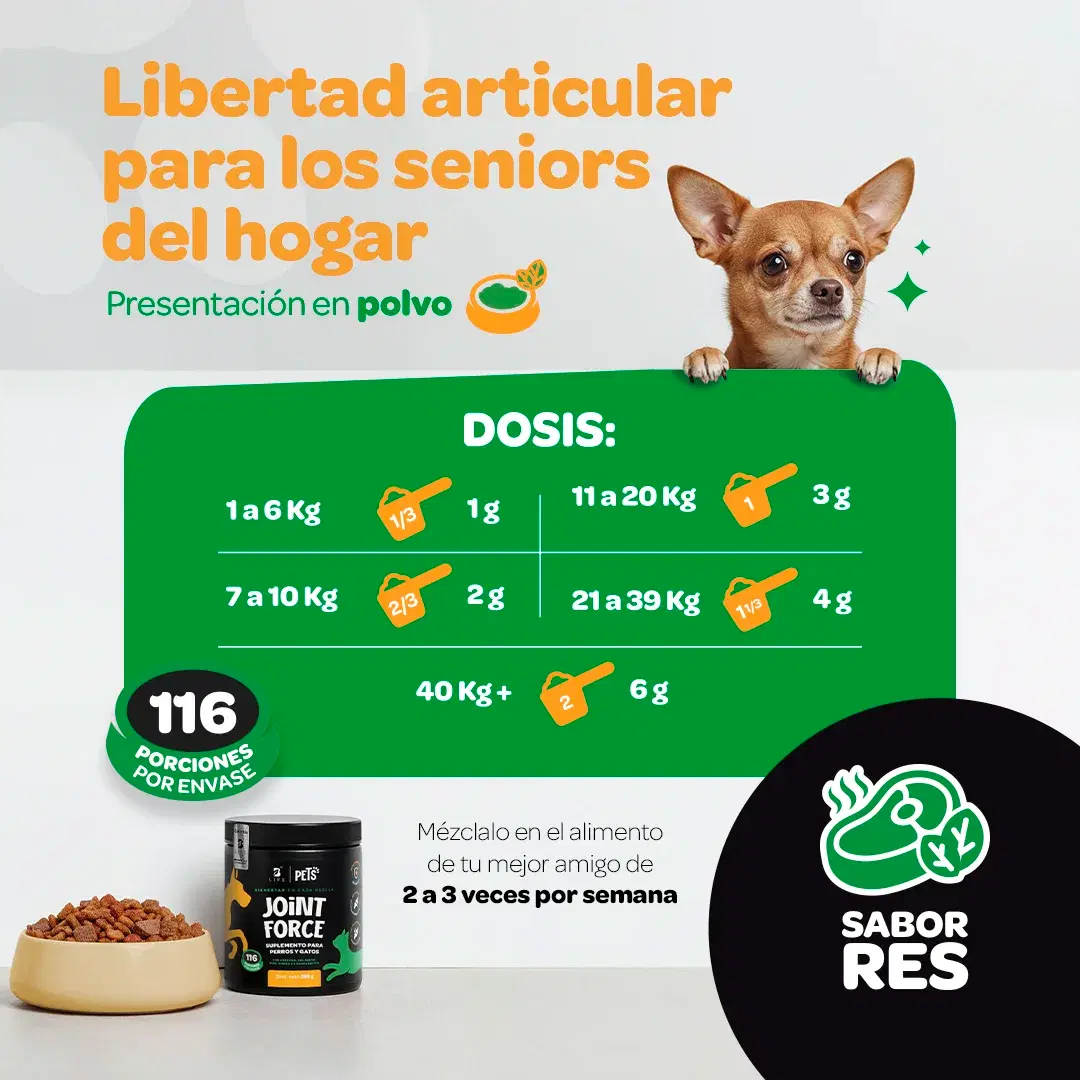 Imagen de Suplemento Articular en Polvo para Perros y Gatos | Con MSM, Colágeno, Omega 3 y Extractos Naturales | 350 g | Sabor Res