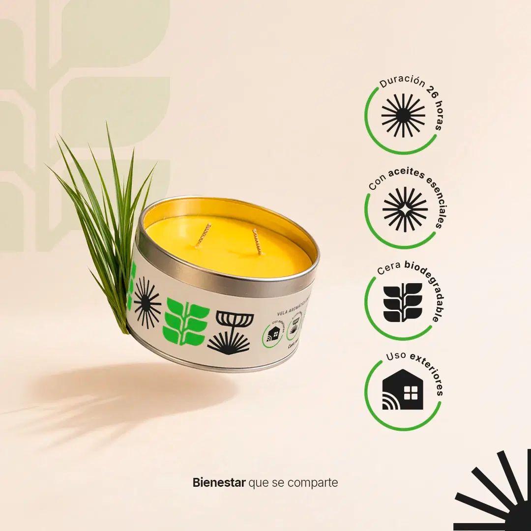 Imagen de Velas de Soya con Citronela | Kit 2 Piezas 260 g | Aroma Natural para Interior y Exterior