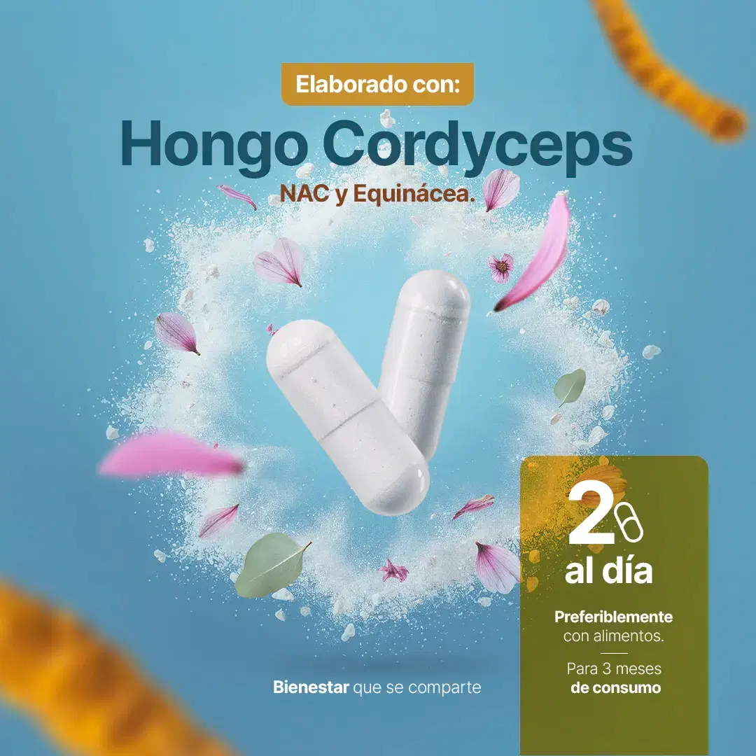 Imagen de Mezcla con Cordyceps, NAC, Equinácea, Vitamina C y Eucalipto | 1000 mg por porción | 180 Cápsulas