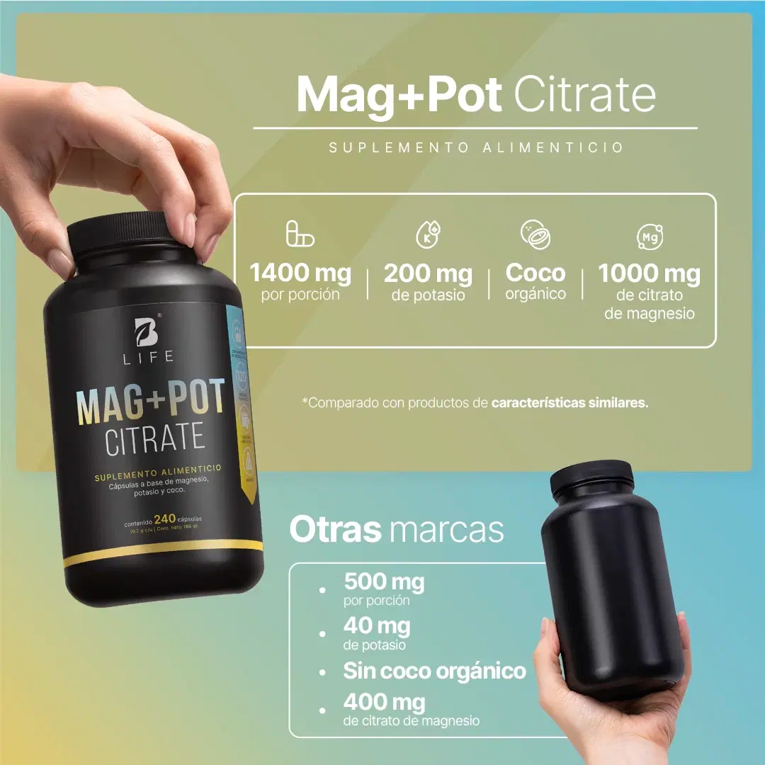 Imagen de Magnesio y Potasio | Adicionado con coco orgánico | 240 Cápsulas | 1400 mg por porción